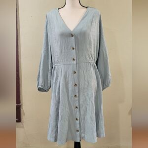CALVIN KLEIN Women’s V Neck Long Sleeve Midi Mint Green button down dress